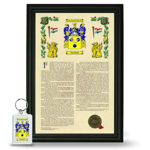 Van Wyck Framed Armorial History and Keychain - Black