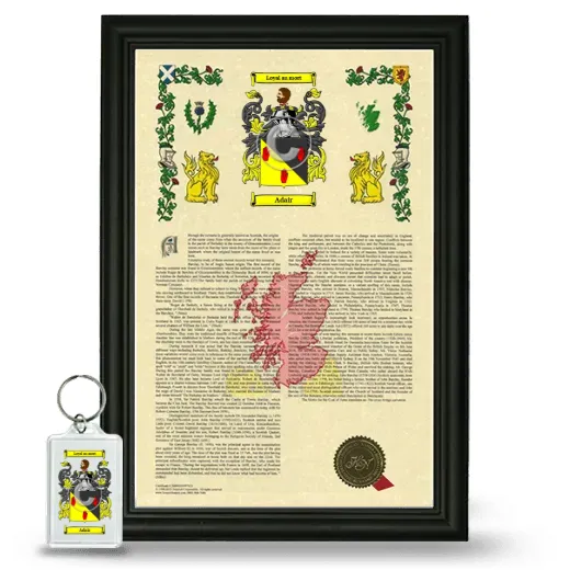 Adair Framed Armorial History and Keychain - Black