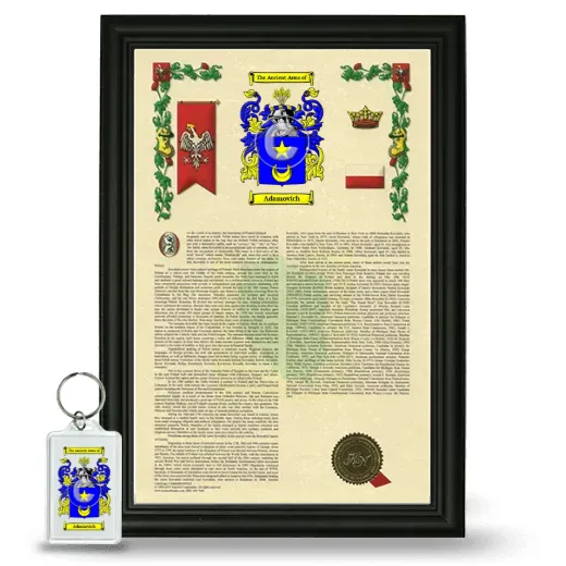 Adamovich Framed Armorial History and Keychain - Black