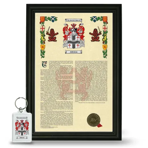 Adieston Framed Armorial History and Keychain - Black