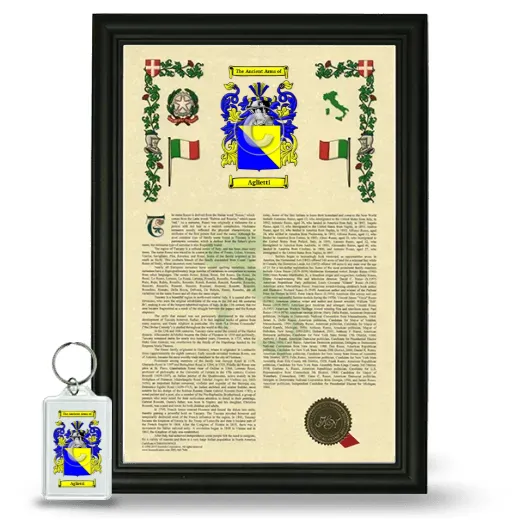 Aglietti Framed Armorial History and Keychain - Black