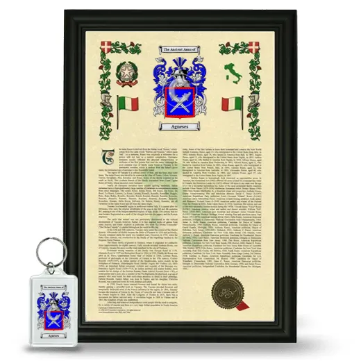 Agneses Framed Armorial History and Keychain - Black