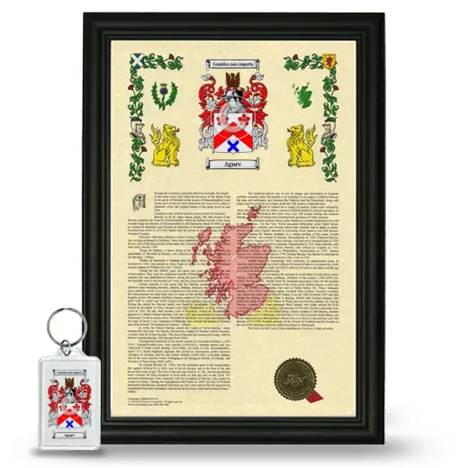 Agnev Framed Armorial History and Keychain - Black