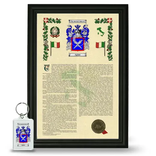 Agnus Framed Armorial History and Keychain - Black