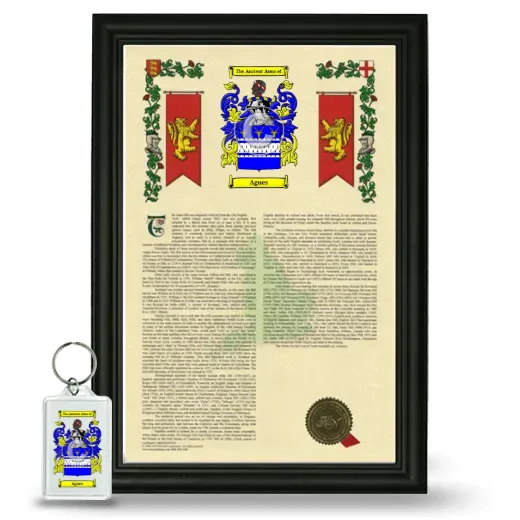 Agues Framed Armorial History and Keychain - Black