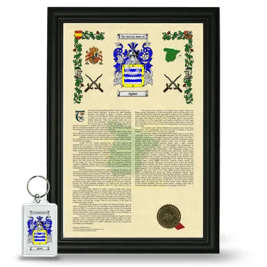 Agues Framed Armorial History and Keychain - Black