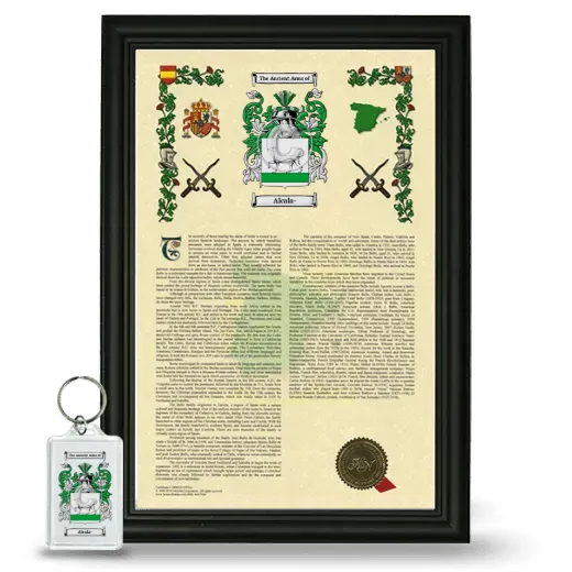 Alcala- Framed Armorial History and Keychain - Black
