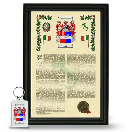 Alda Framed Armorial History and Keychain - Black
