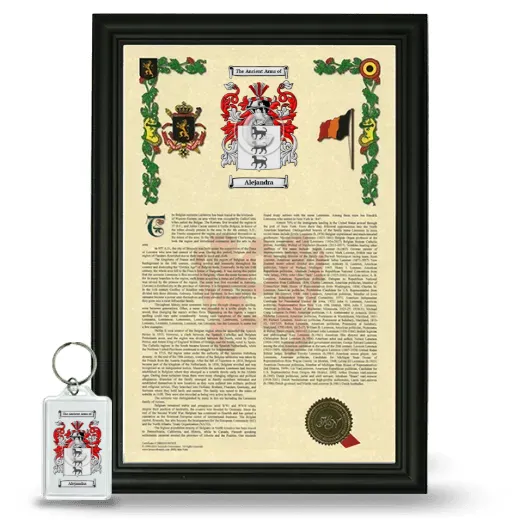 Alejandra Framed Armorial History and Keychain - Black