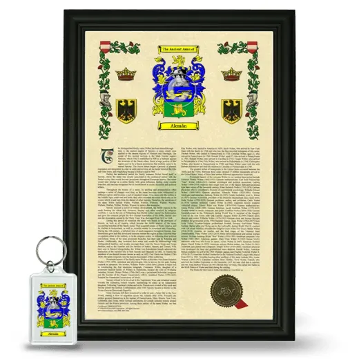 Alemán Framed Armorial History and Keychain - Black