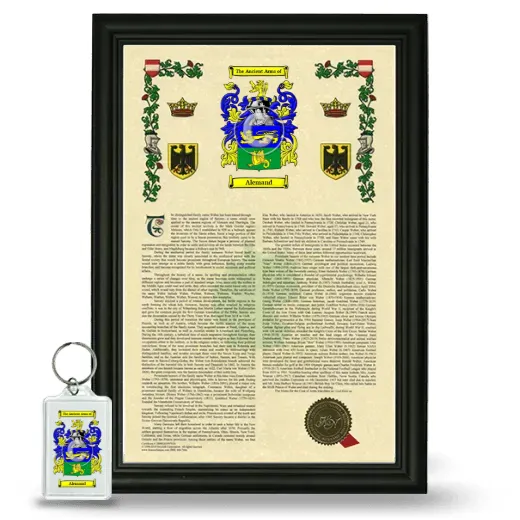 Alemand Framed Armorial History and Keychain - Black