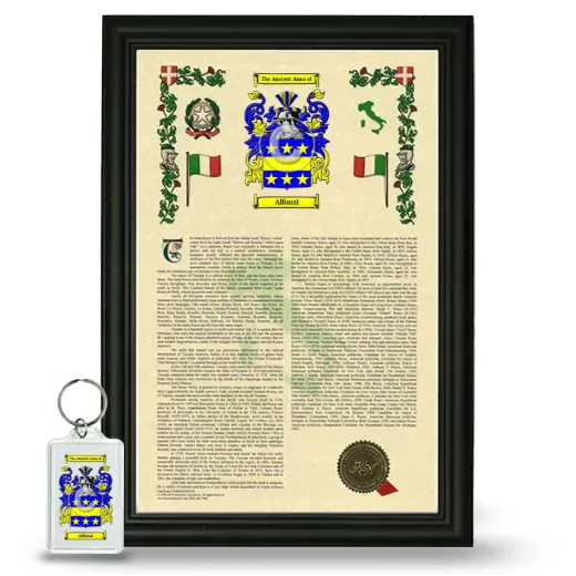 Alfonzi Framed Armorial History and Keychain - Black