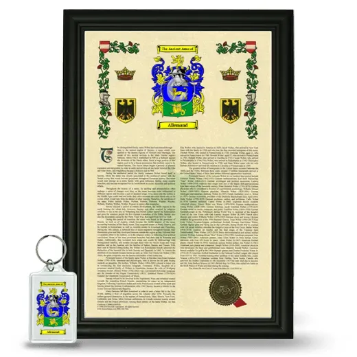 Allemand Framed Armorial History and Keychain - Black