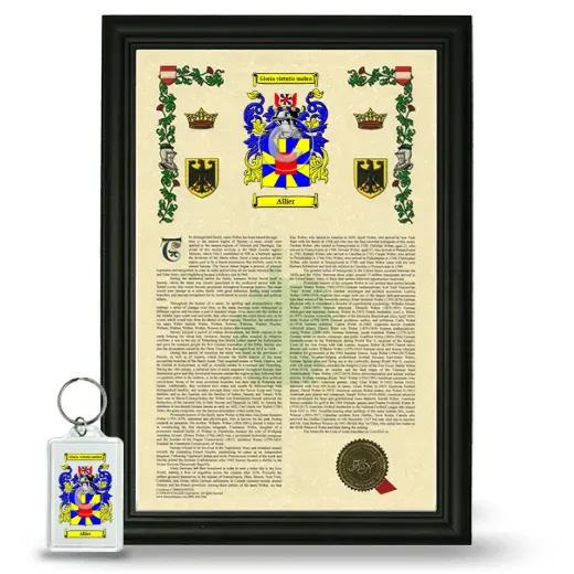 Allier Framed Armorial History and Keychain - Black