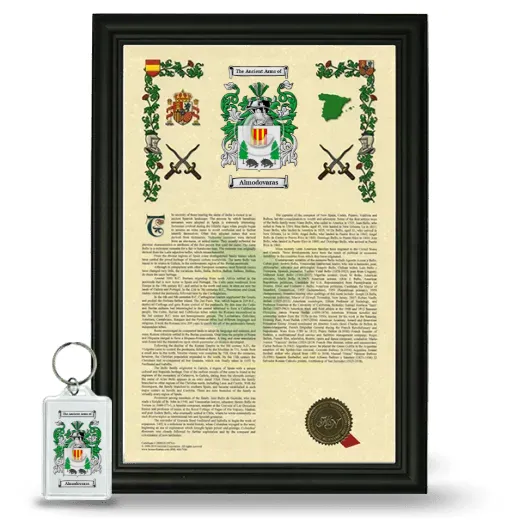 Almodovaras Framed Armorial History and Keychain - Black