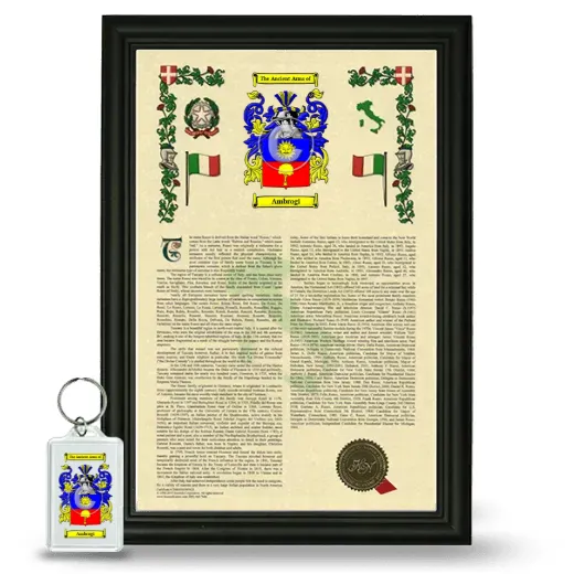 Ambrogi Framed Armorial History and Keychain - Black