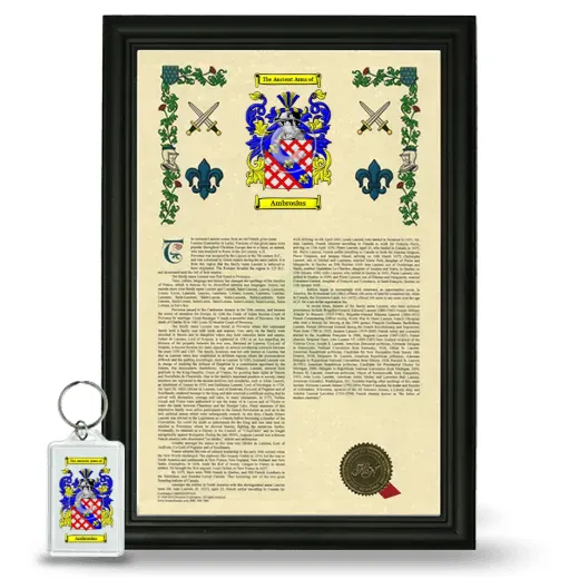 Ambrosius Framed Armorial History and Keychain - Black