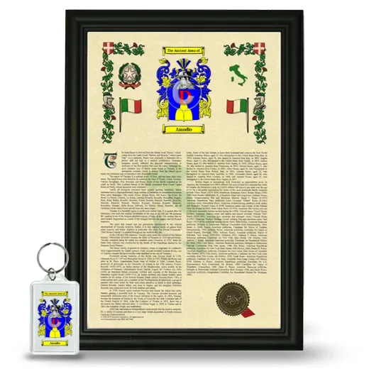 Amodio Framed Armorial History and Keychain - Black
