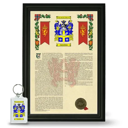 Amundson Framed Armorial History and Keychain - Black