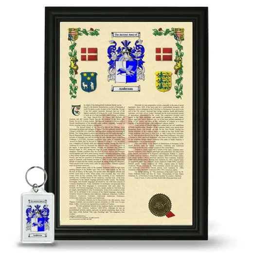Framed Armorial History and Keychain - Black