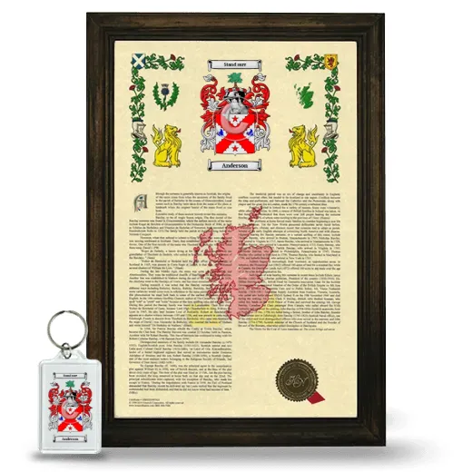 Framed Armorial History and Keychain - Brown