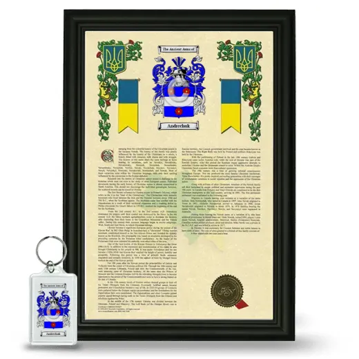 Andrechuk Framed Armorial History and Keychain - Black