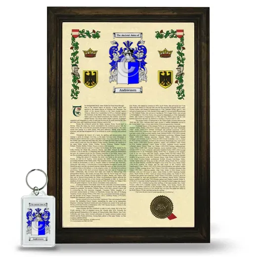 Andreessen Framed Armorial History and Keychain - Brown