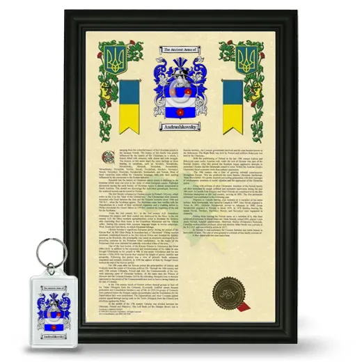 Andrushkovsky Framed Armorial History and Keychain - Black