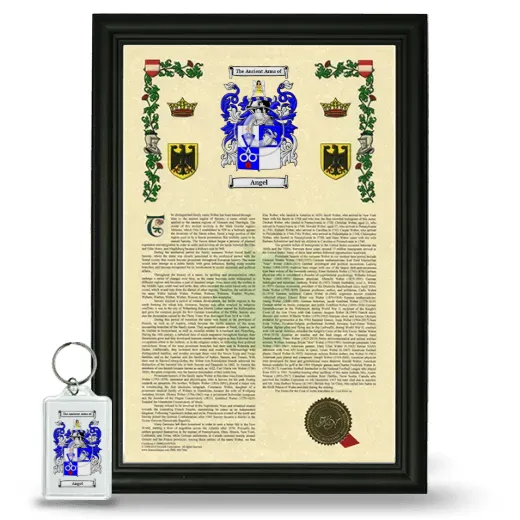 Angel Framed Armorial History and Keychain - Black