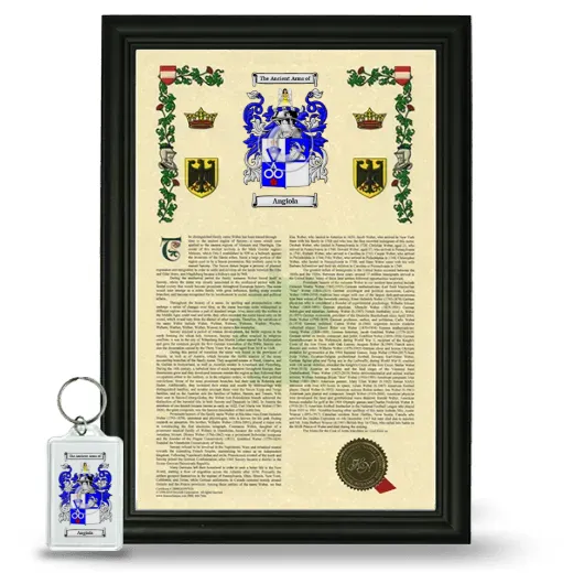 Angiola Framed Armorial History and Keychain - Black