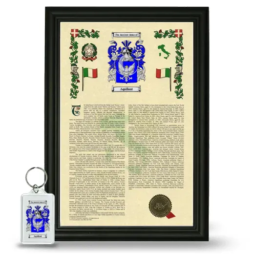 Aquilani Framed Armorial History and Keychain - Black