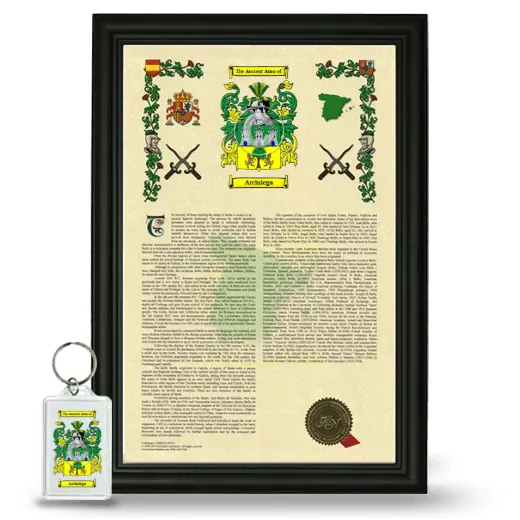 Arciniega Framed Armorial History and Keychain - Black