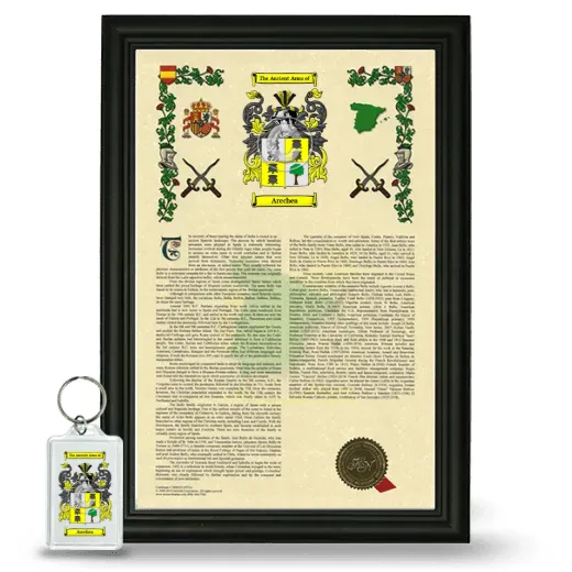 Arechea Framed Armorial History and Keychain - Black