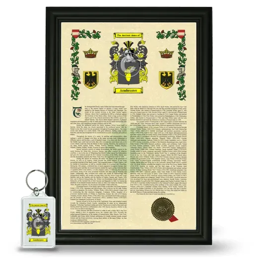 Armbruster Framed Armorial History and Keychain - Black