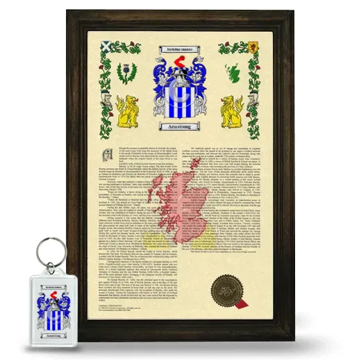 Armstrong Framed Armorial History and Keychain - Brown
