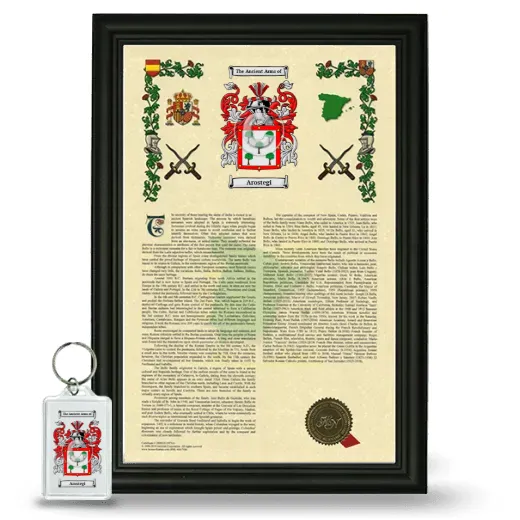 Arostegi Framed Armorial History and Keychain - Black