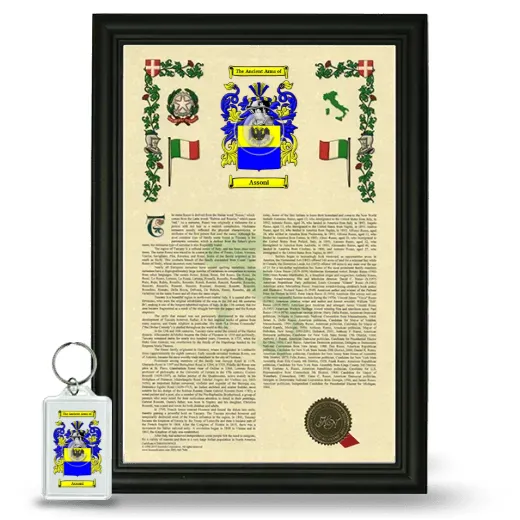 Assoni Framed Armorial History and Keychain - Black