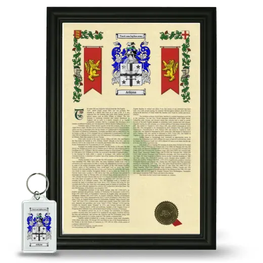 Atkyns Framed Armorial History and Keychain - Black