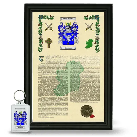 Auldomb Framed Armorial History and Keychain - Black