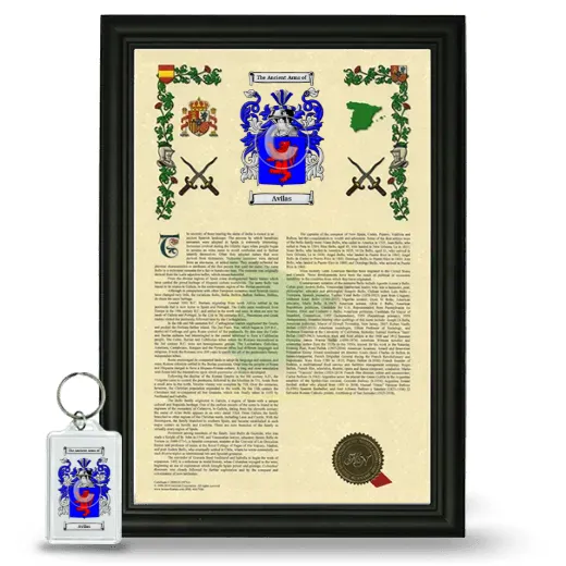 Avilas Framed Armorial History and Keychain - Black
