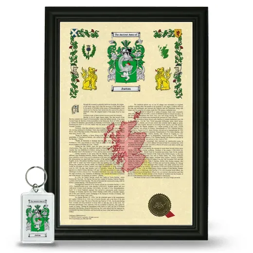 Awton Framed Armorial History and Keychain - Black