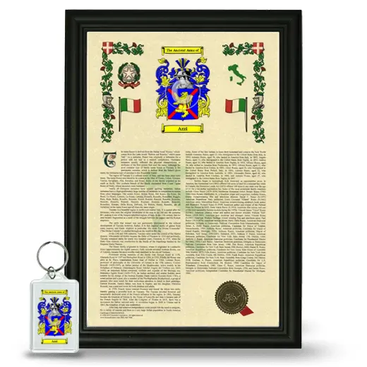 Azzi Framed Armorial History and Keychain - Black