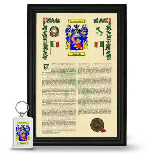 Baldacchi Framed Armorial History and Keychain - Black