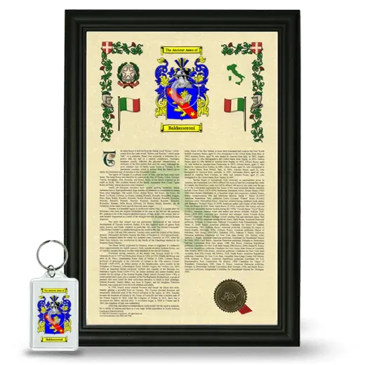 Baldasseroni Framed Armorial History and Keychain - Black