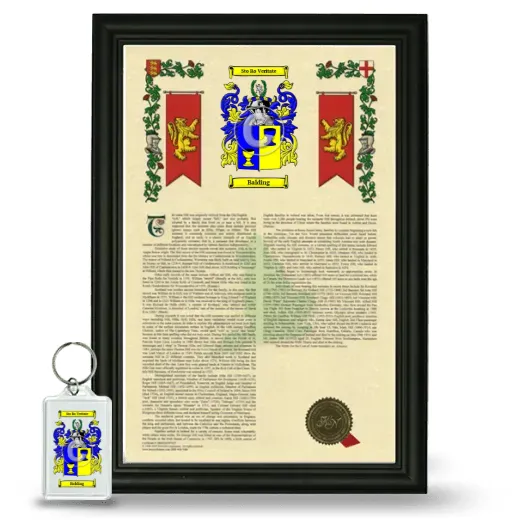 Balding Framed Armorial History and Keychain - Black