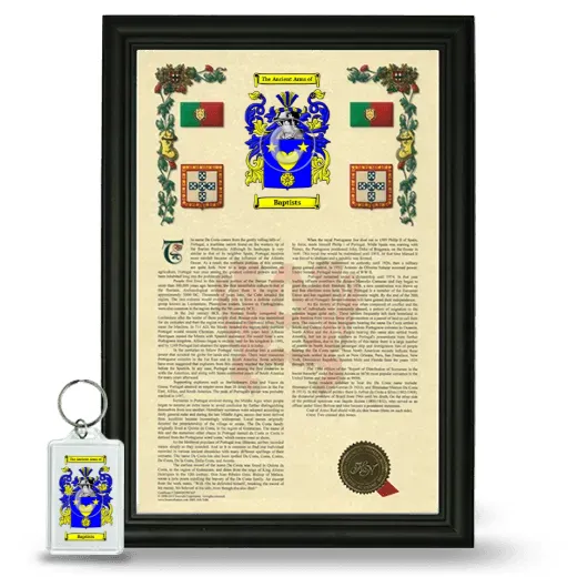 Baptists Framed Armorial History and Keychain - Black