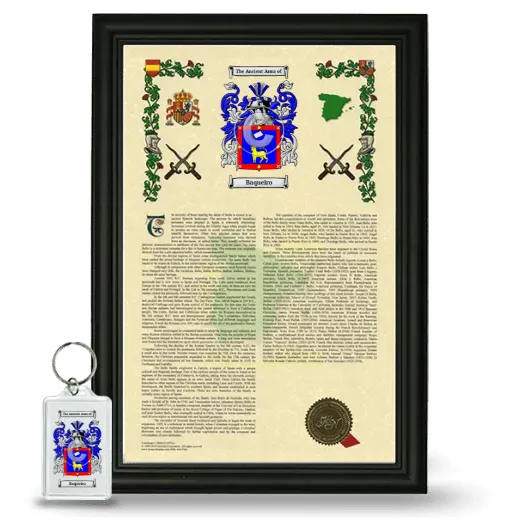 Baqueiro Framed Armorial History and Keychain - Black