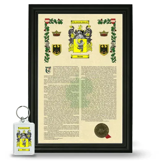 Baron Framed Armorial History and Keychain - Black