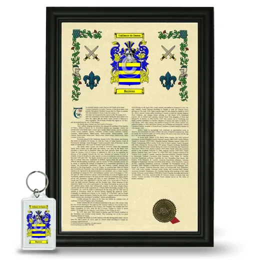 Barress Framed Armorial History and Keychain - Black