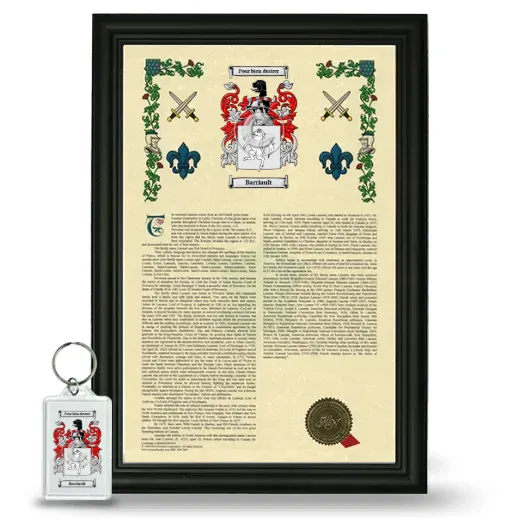 Barriault Framed Armorial History and Keychain - Black